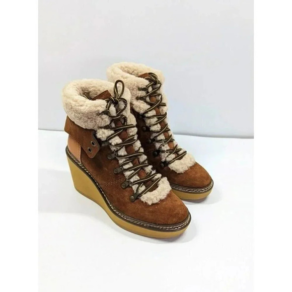 See By Chloe Women's Eileen Suede Shearling Hiking Boot Size 40 EU (MSRP $460) - Picture 3 of 11
